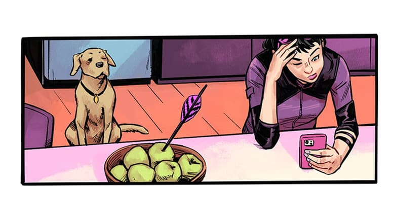 Kate Bishop with Lucky the Pizza Dog