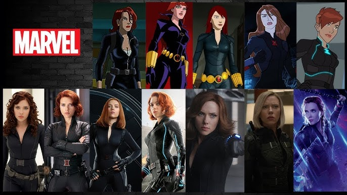 Black Widow costume evolution decades 