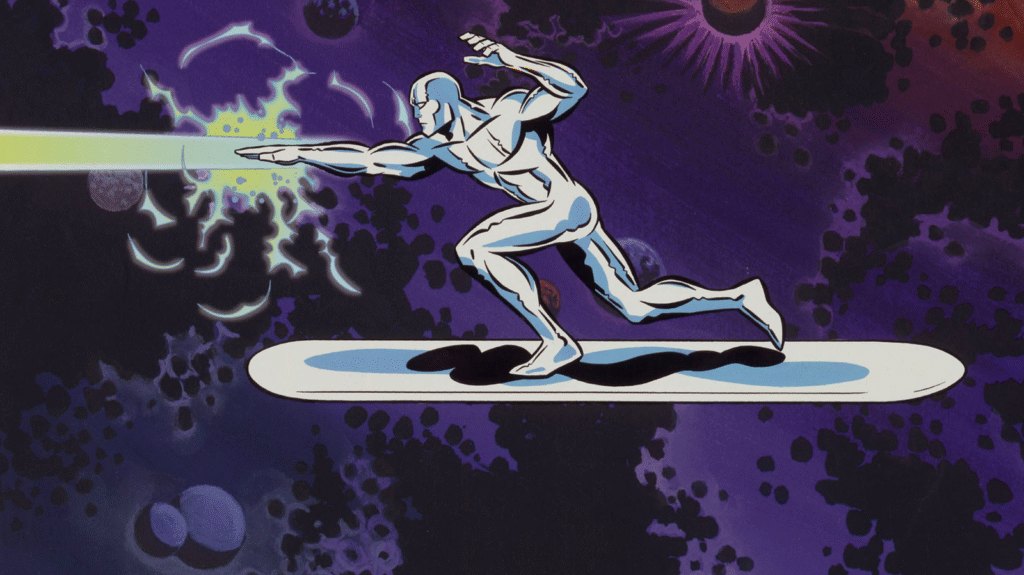 Silver Surfer space cosmic surfboard 