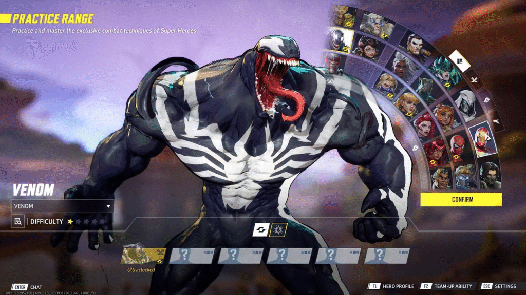Marvel Rivals character selection screen