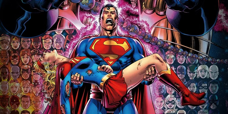 Superman holding death Supergirl