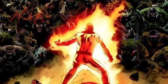 مشهد تضحية هيومان تورش في قصة Three