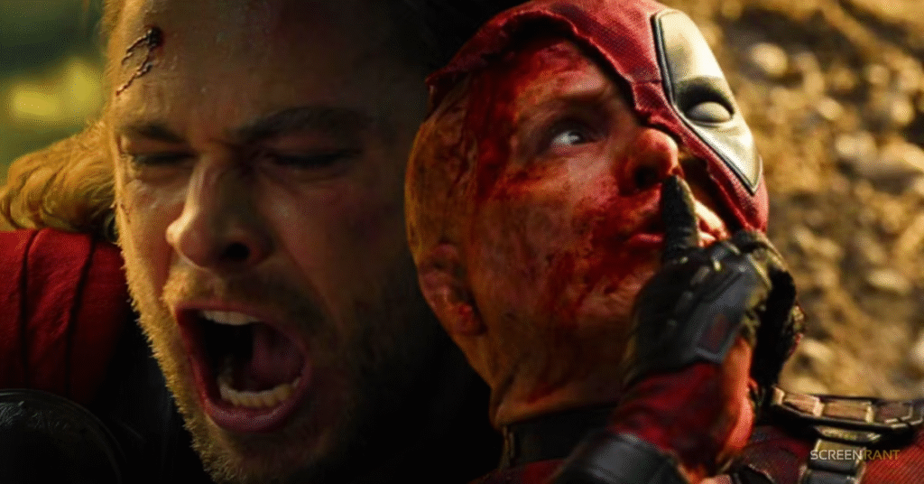 deadpool dying in thor's arms